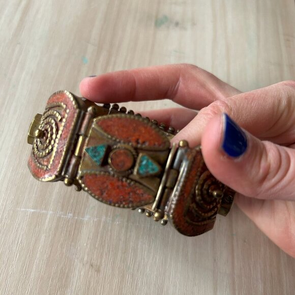 Vintage Handmade Turquoise Bracelet - Picture 2 of 6